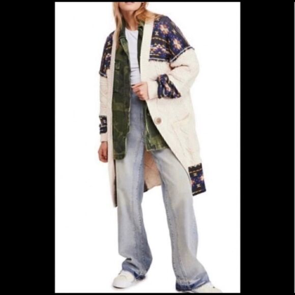 Free People “Capture The Moment Sweater” Cardigan Jacket Oversized Boho - Picture 2 of 7